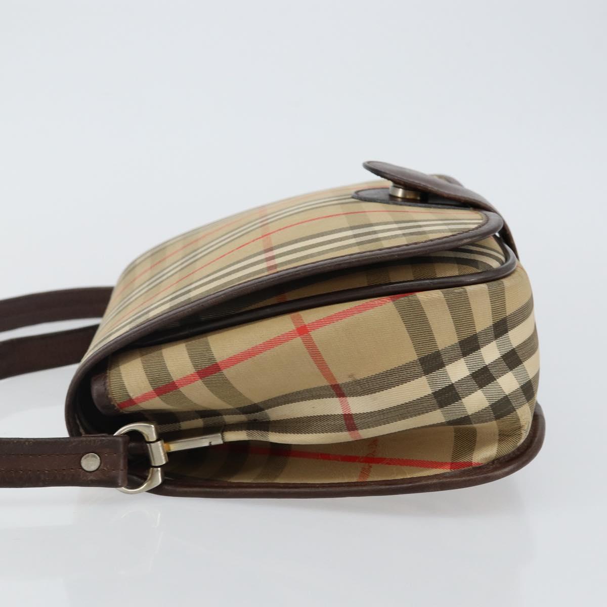 Burberrys Nova Check Shoulder Bag Canvas Beige Gold Auth bs29444