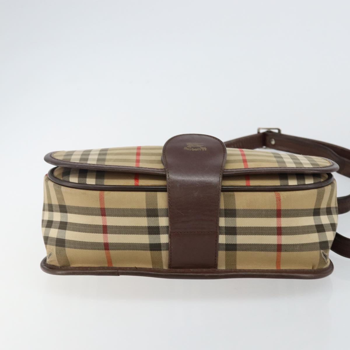 Burberrys Nova Check Shoulder Bag Canvas Beige Gold Auth bs29444