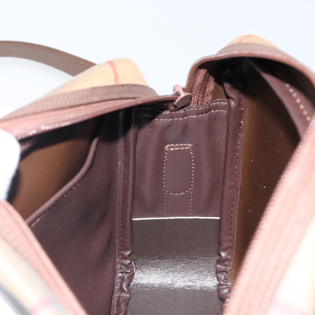 Burberrys Nova Check Shoulder Bag Canvas Beige Gold Auth bs29445