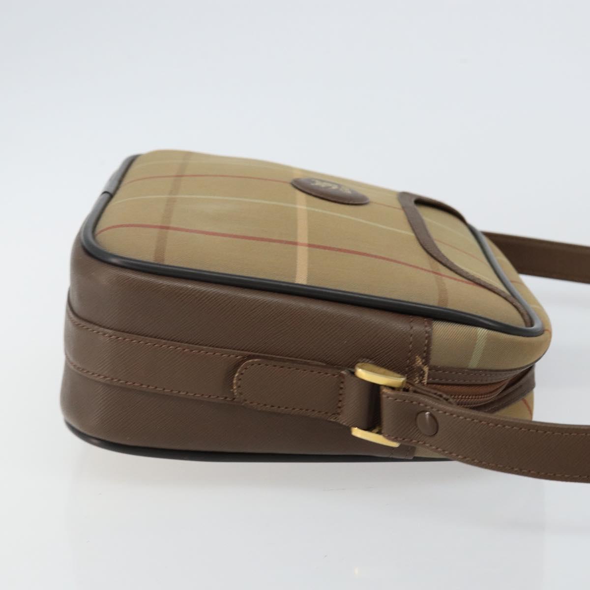 Burberrys Nova Check Shoulder Bag Canvas Beige Gold Auth bs29445