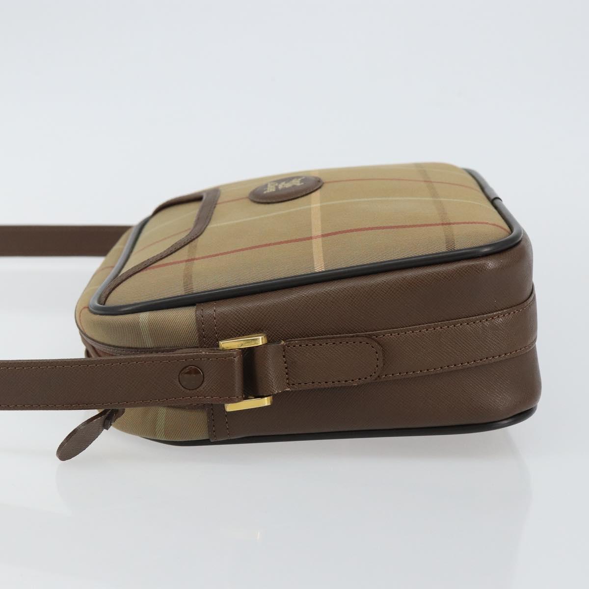 Burberrys Nova Check Shoulder Bag Canvas Beige Gold Auth bs29445