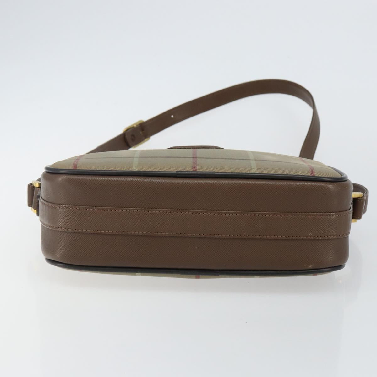 Burberrys Nova Check Shoulder Bag Canvas Beige Gold Auth bs29445
