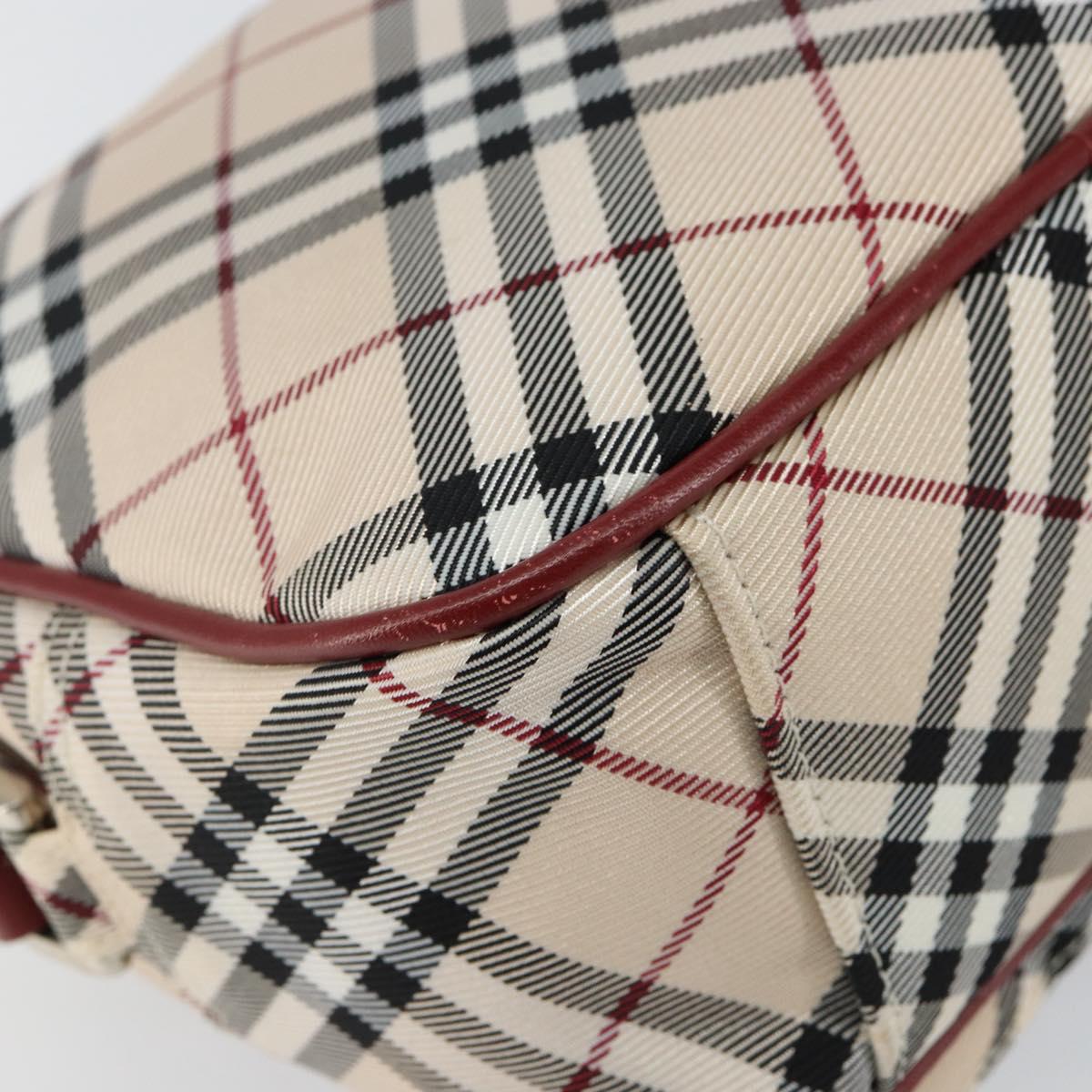 BURBERRY Nova Check Blue Label Shoulder Bag Canvas Beige Silver Auth bs29446