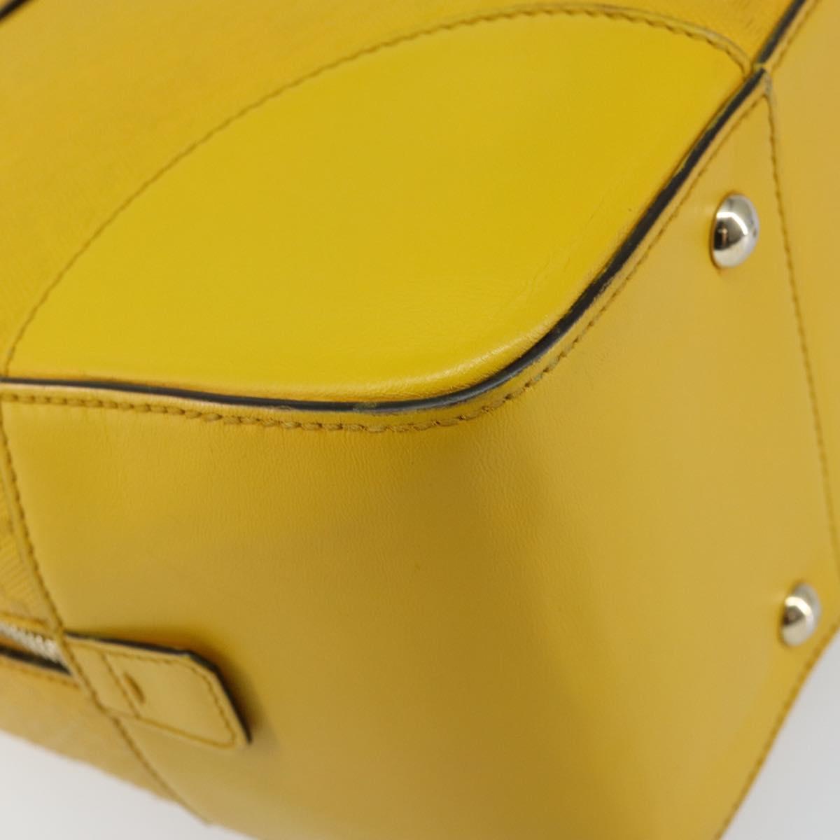 GUCCI Diamante Hand Bag Leather Yellow Silver 354332 Auth bs29447