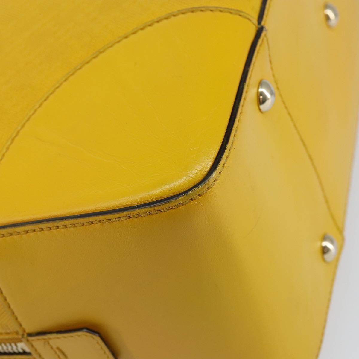 GUCCI Diamante Hand Bag Leather Yellow Silver 354332 Auth bs29447