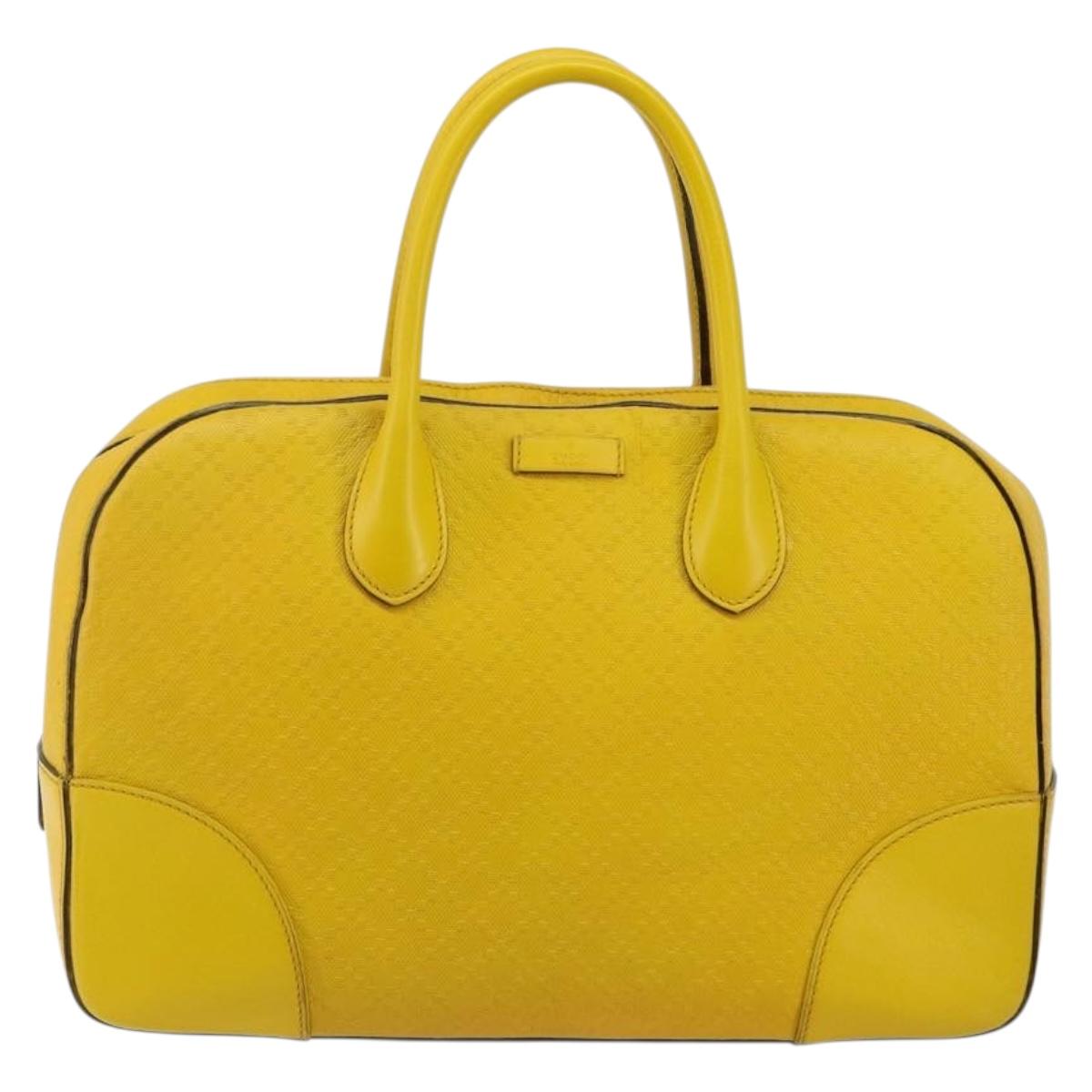 GUCCI Diamante Hand Bag Leather Yellow Silver 354332 Auth bs29447