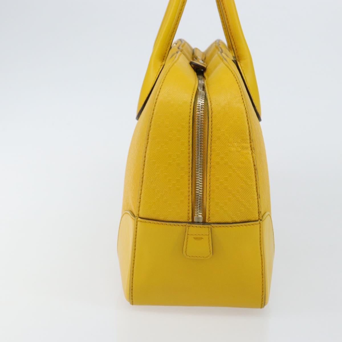 GUCCI Diamante Hand Bag Leather Yellow Silver 354332 Auth bs29447