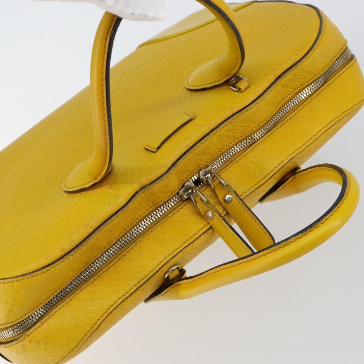 GUCCI Diamante Hand Bag Leather Yellow Silver 354332 Auth bs29447