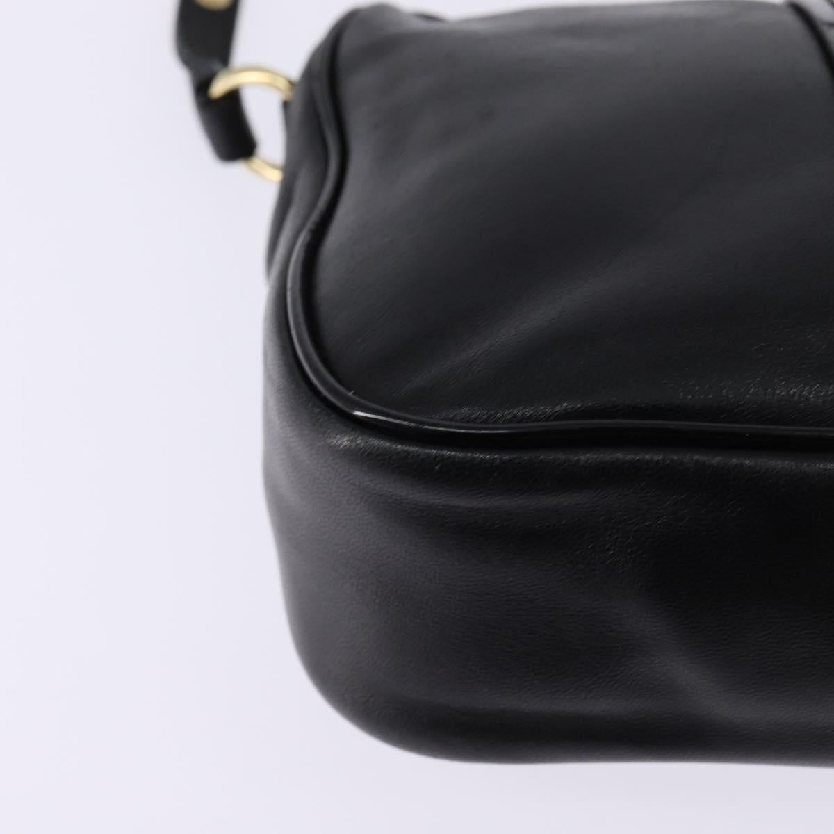 Salvatore Ferragamo Vala Shoulder Bag Leather Black Gold Auth bs29448