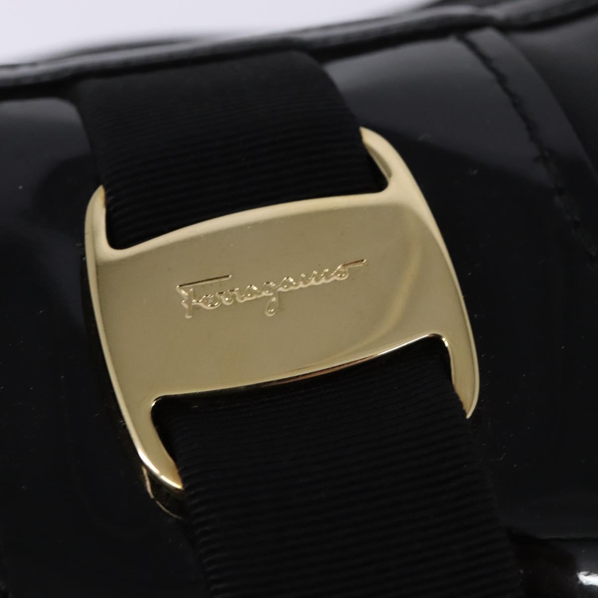 Salvatore Ferragamo Vala Shoulder Bag Leather Black Gold Auth bs29448