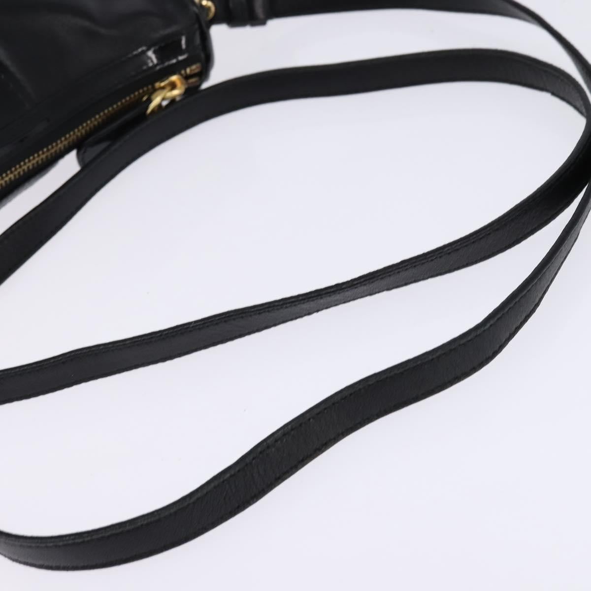 Salvatore Ferragamo Vala Shoulder Bag Leather Black Gold Auth bs29448