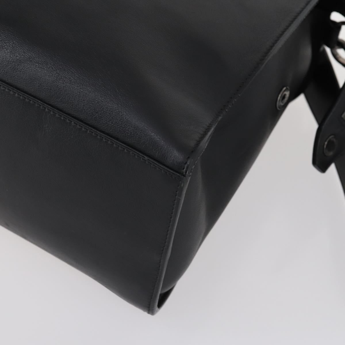 FENDI Hand Bag Leather 2way Black Auth bs29449