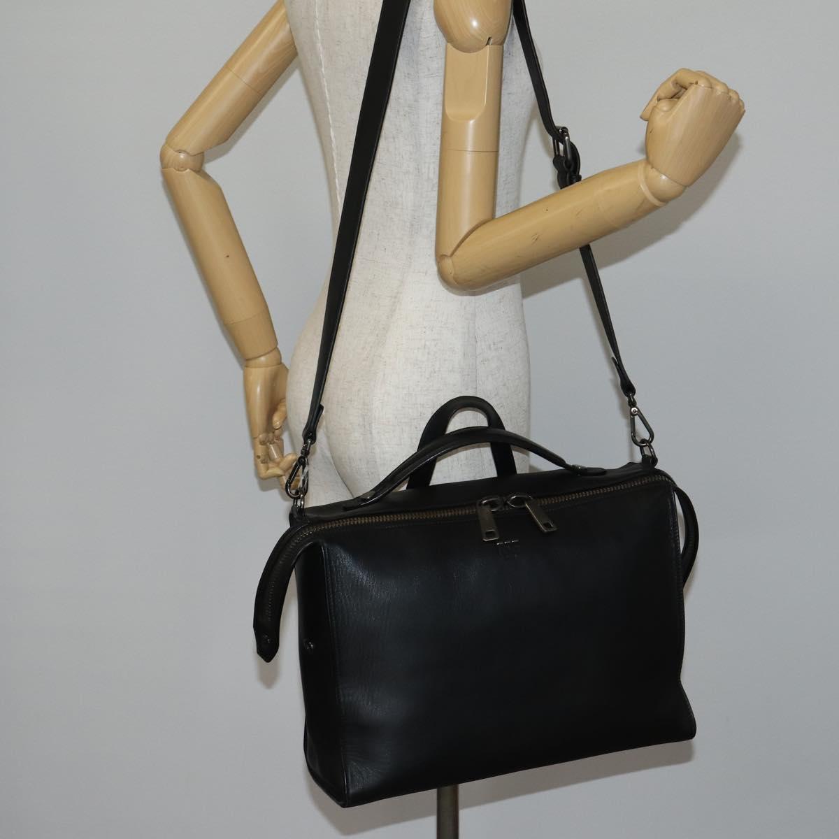 FENDI Hand Bag Leather 2way Black Auth bs29449