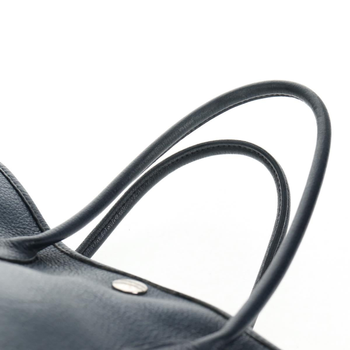 HERMES Negonda Garden Party TPM Hand Bag Leather Navy Silver Auth bs29450A