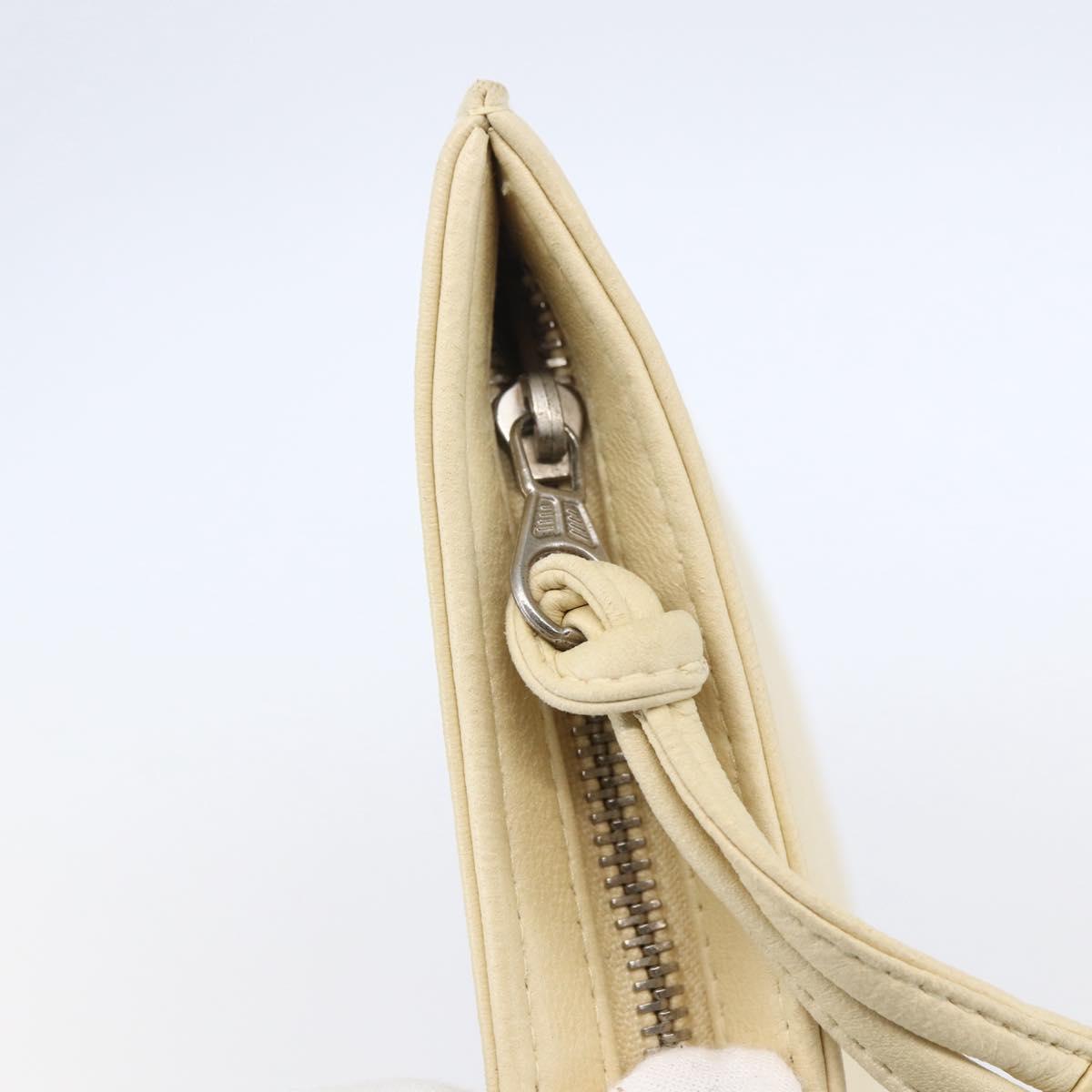 CHANEL camellia Pouch Lamb Skin Beige CC Auth bs29452