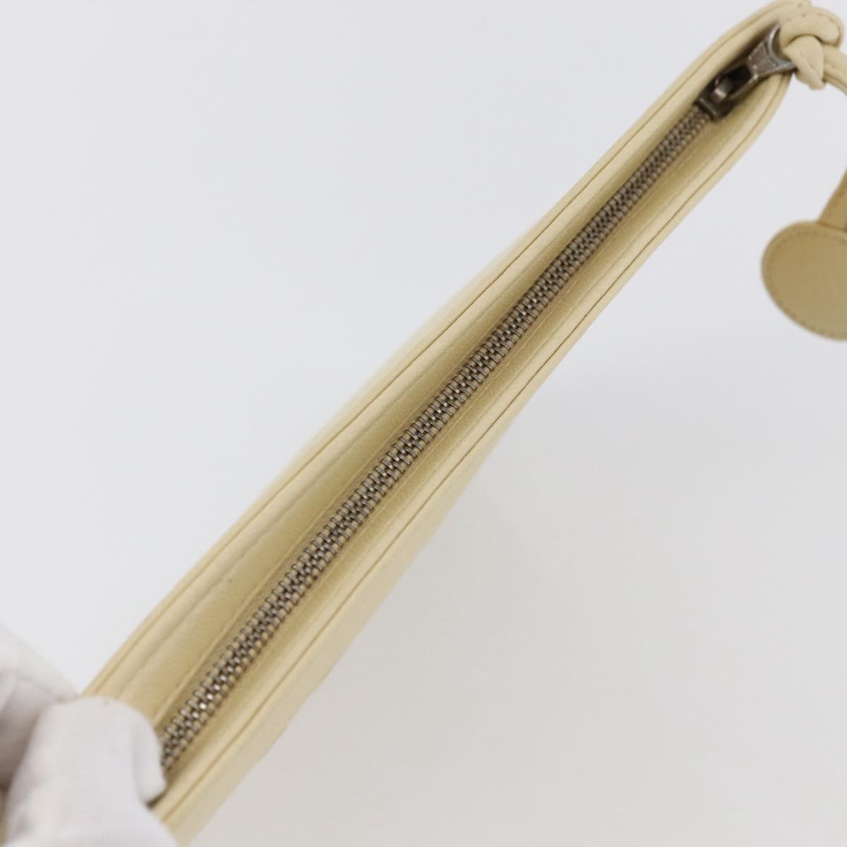 CHANEL camellia Pouch Lamb Skin Beige CC Auth bs29452