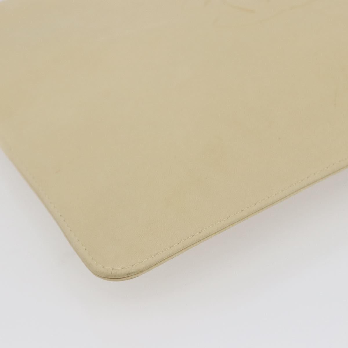 CHANEL camellia Pouch Lamb Skin Beige CC Auth bs29452