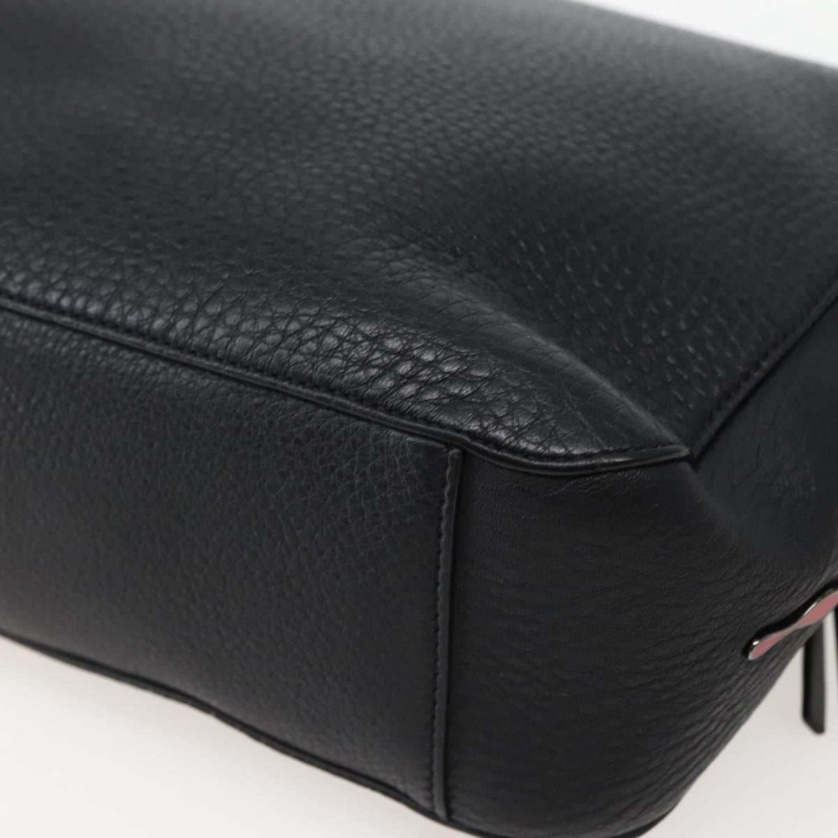 Christian Louboutin Clutch Bag Leather Black Silver Auth bs29456