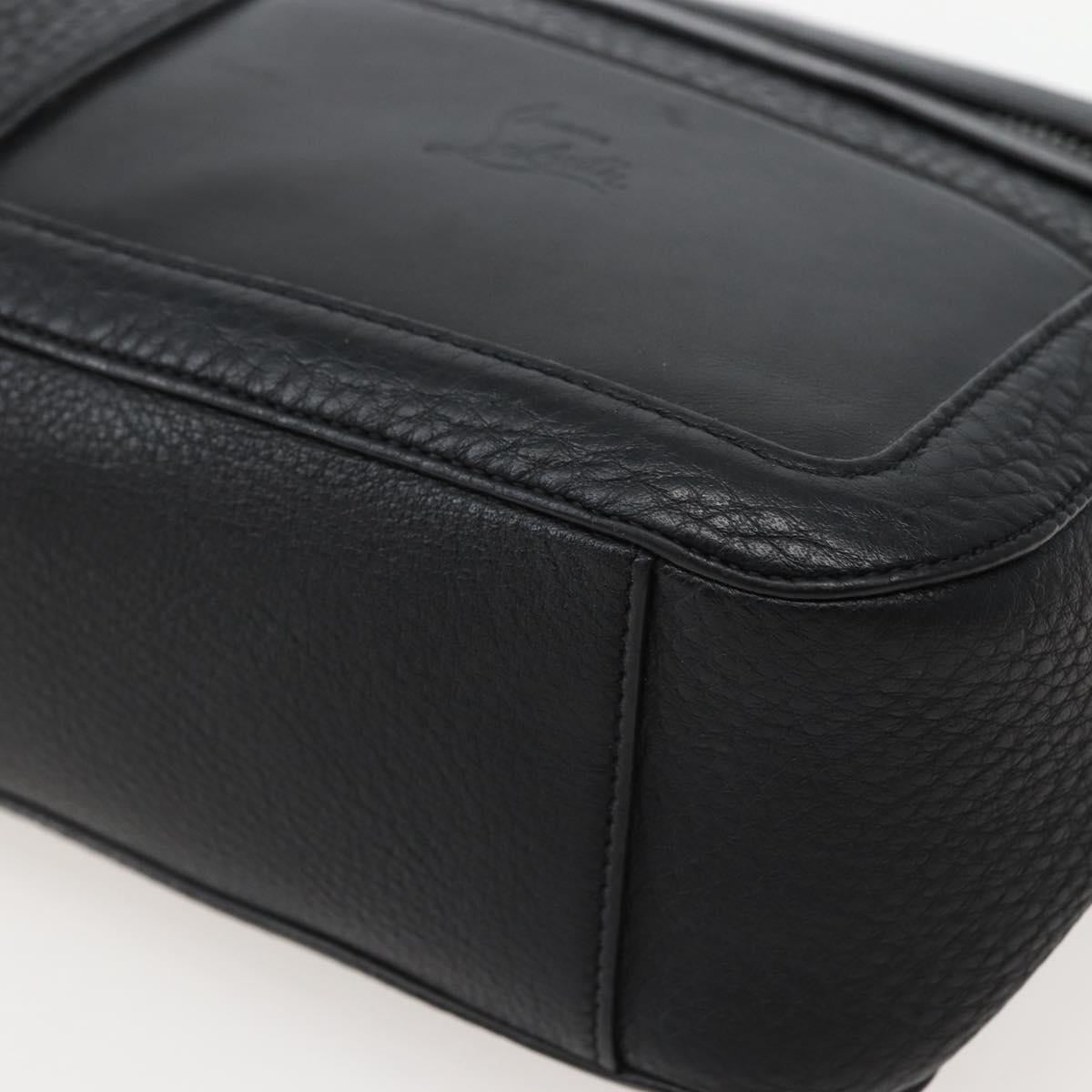 Christian Louboutin Clutch Bag Leather Black Silver Auth bs29456