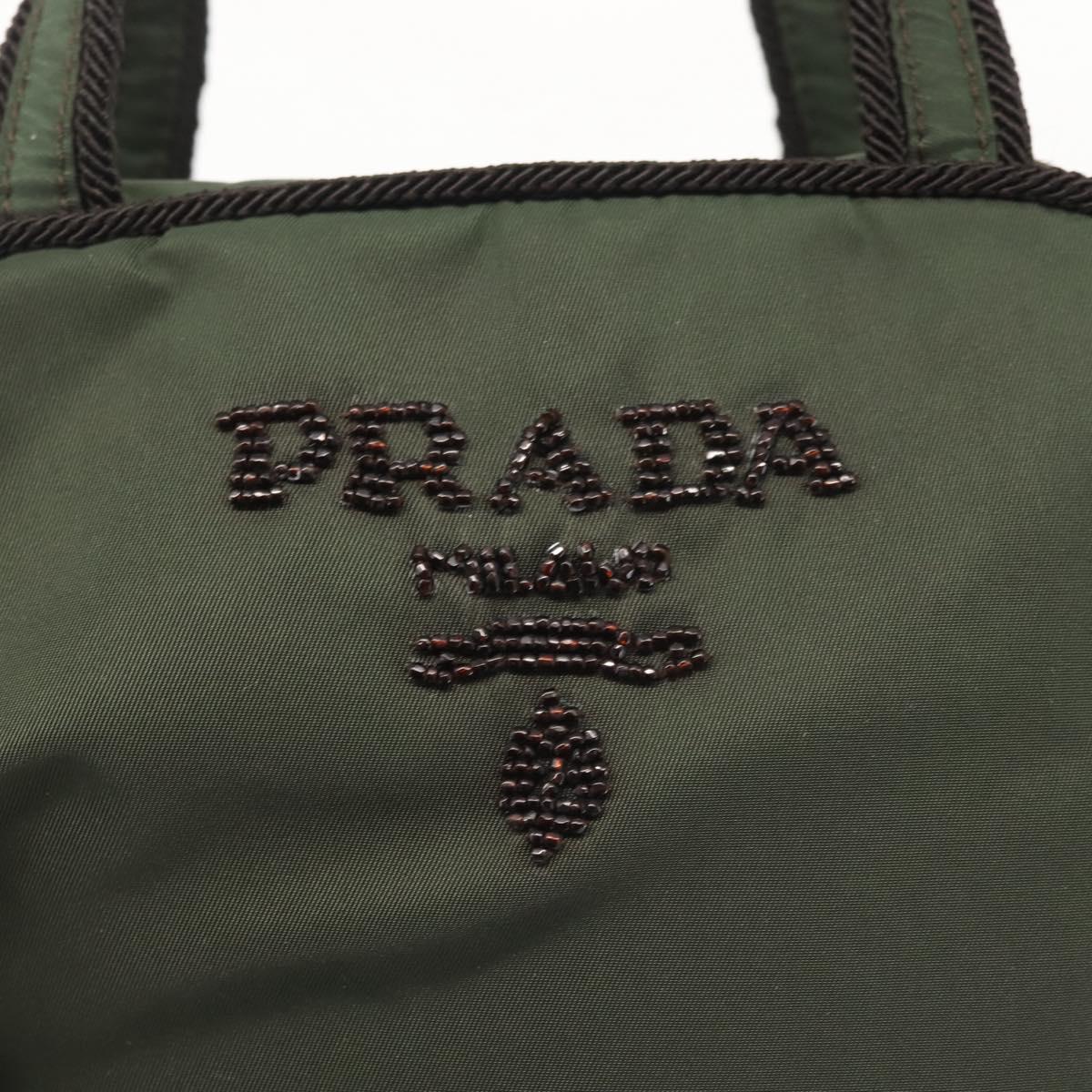 PRADA Hand Bag Nylon Khaki Auth bs29457