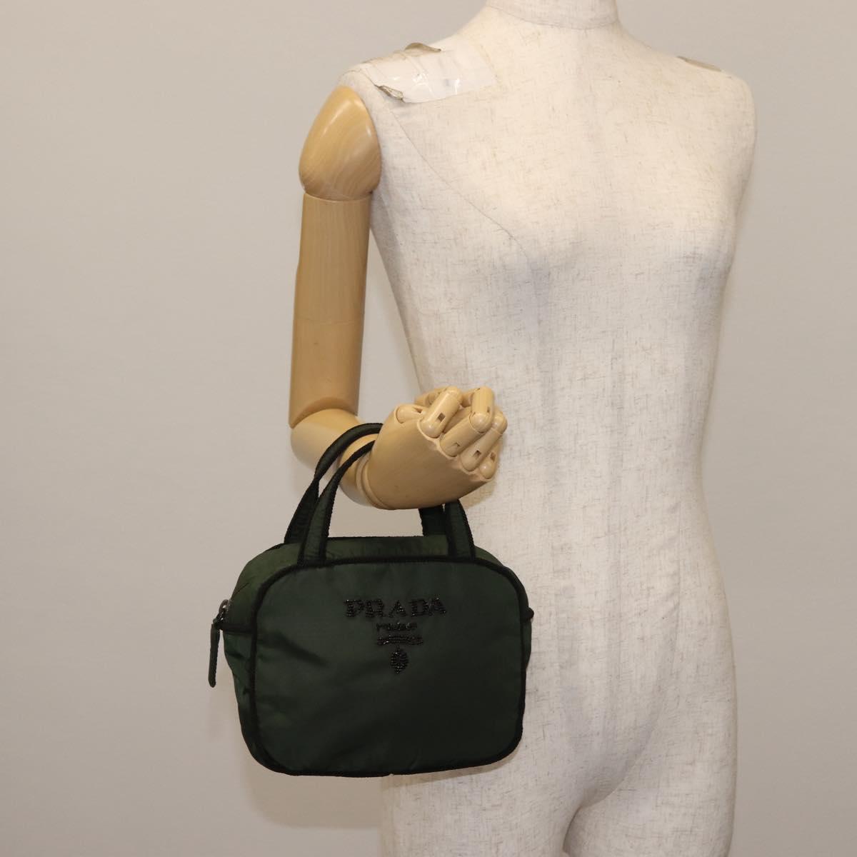 PRADA Hand Bag Nylon Khaki Auth bs29457