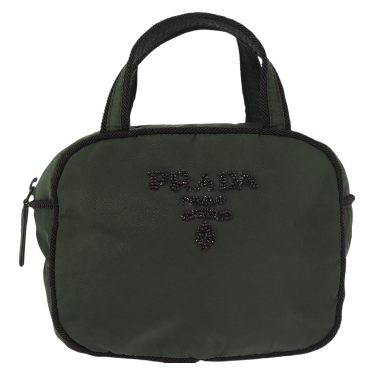 PRADA Hand Bag Nylon Khaki Auth bs29457