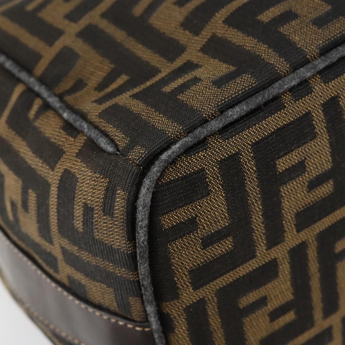 FENDI Zucca Canvas Vanity Hand Bag Black Brown Auth bs29458