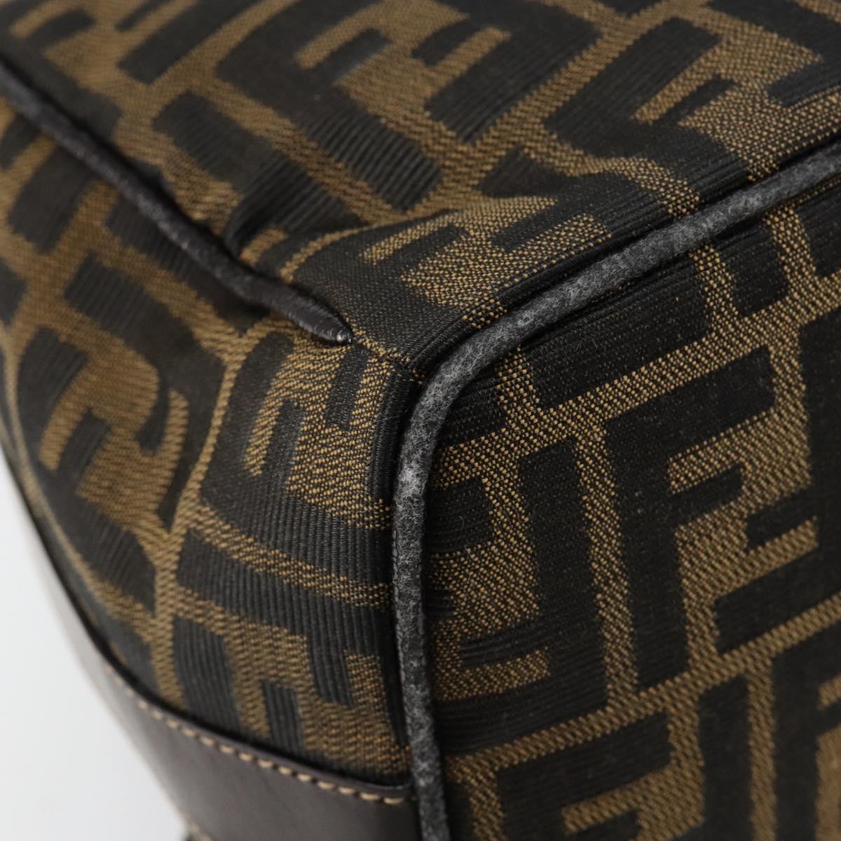 FENDI Zucca Canvas Vanity Hand Bag Black Brown Auth bs29458
