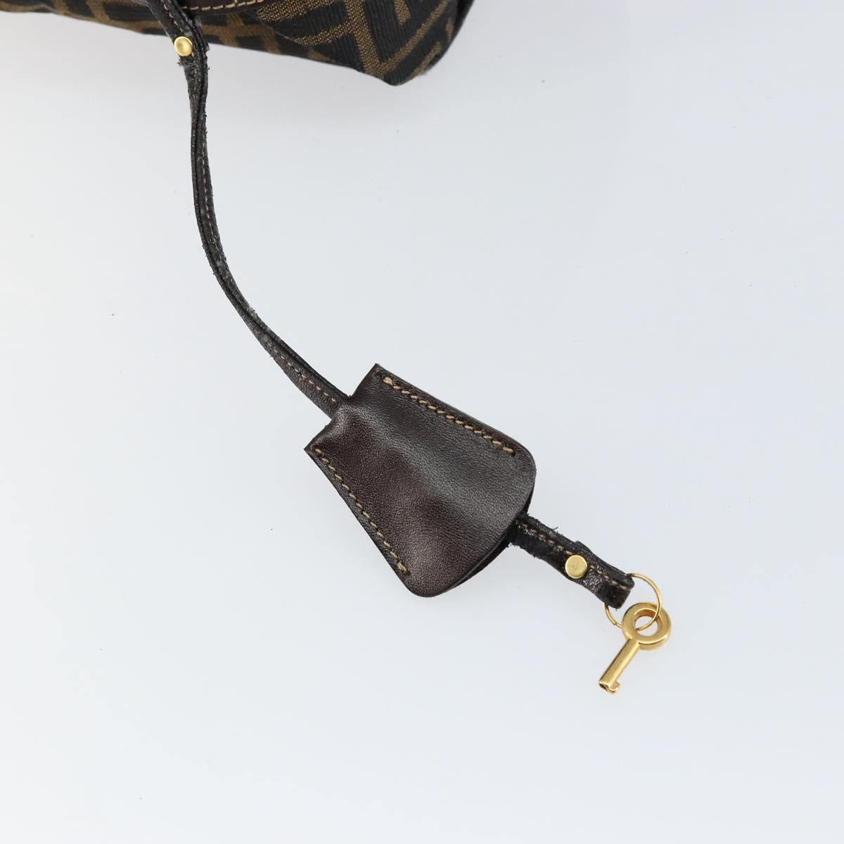 FENDI Zucca Canvas Vanity Hand Bag Black Brown Auth bs29458