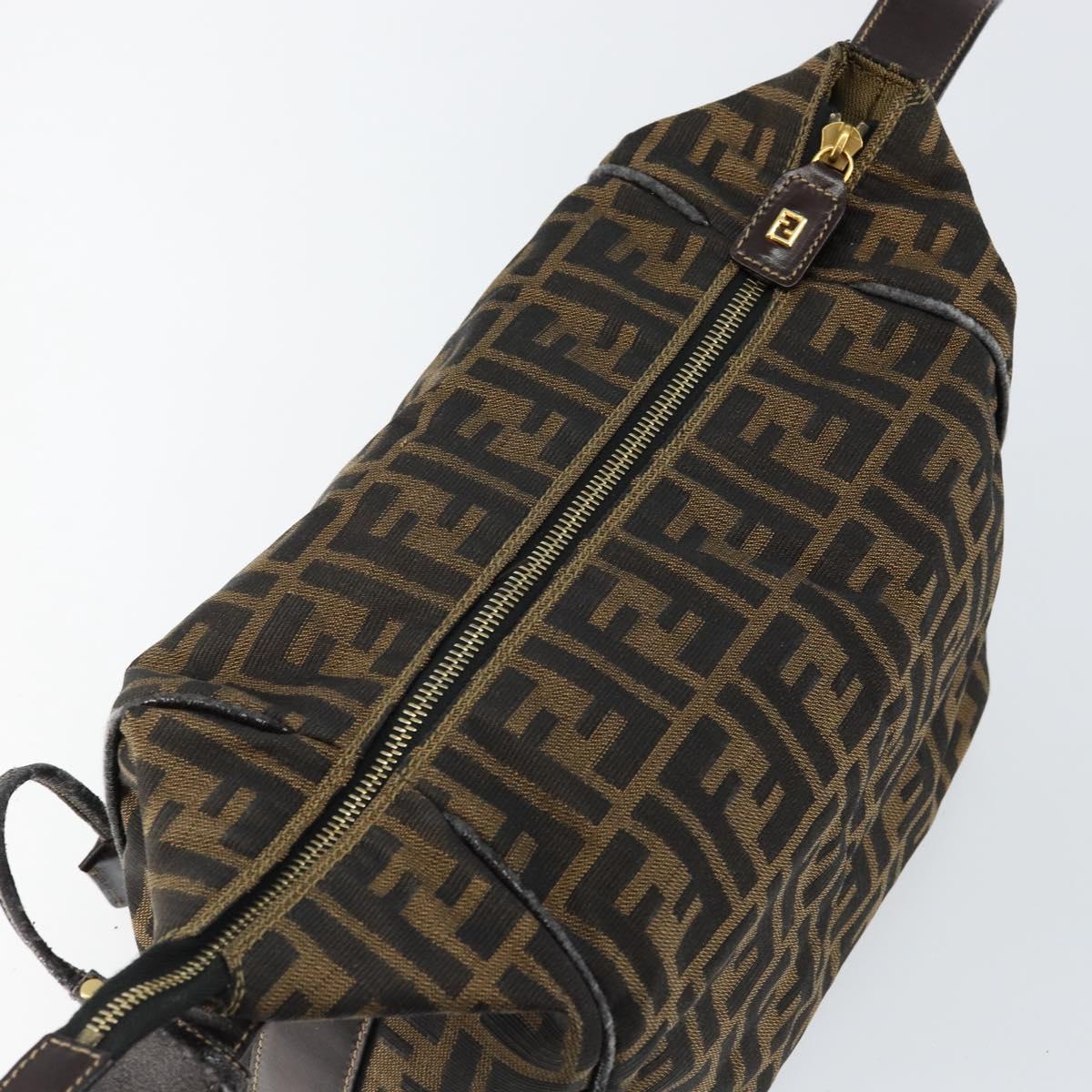 FENDI Zucca Canvas Vanity Hand Bag Black Brown Auth bs29458