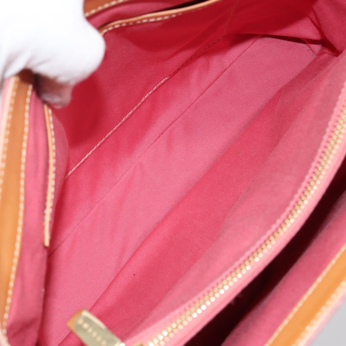 CELINE C Macadam Canvas Hand Bag Suede Pink Gold Auth bs29469