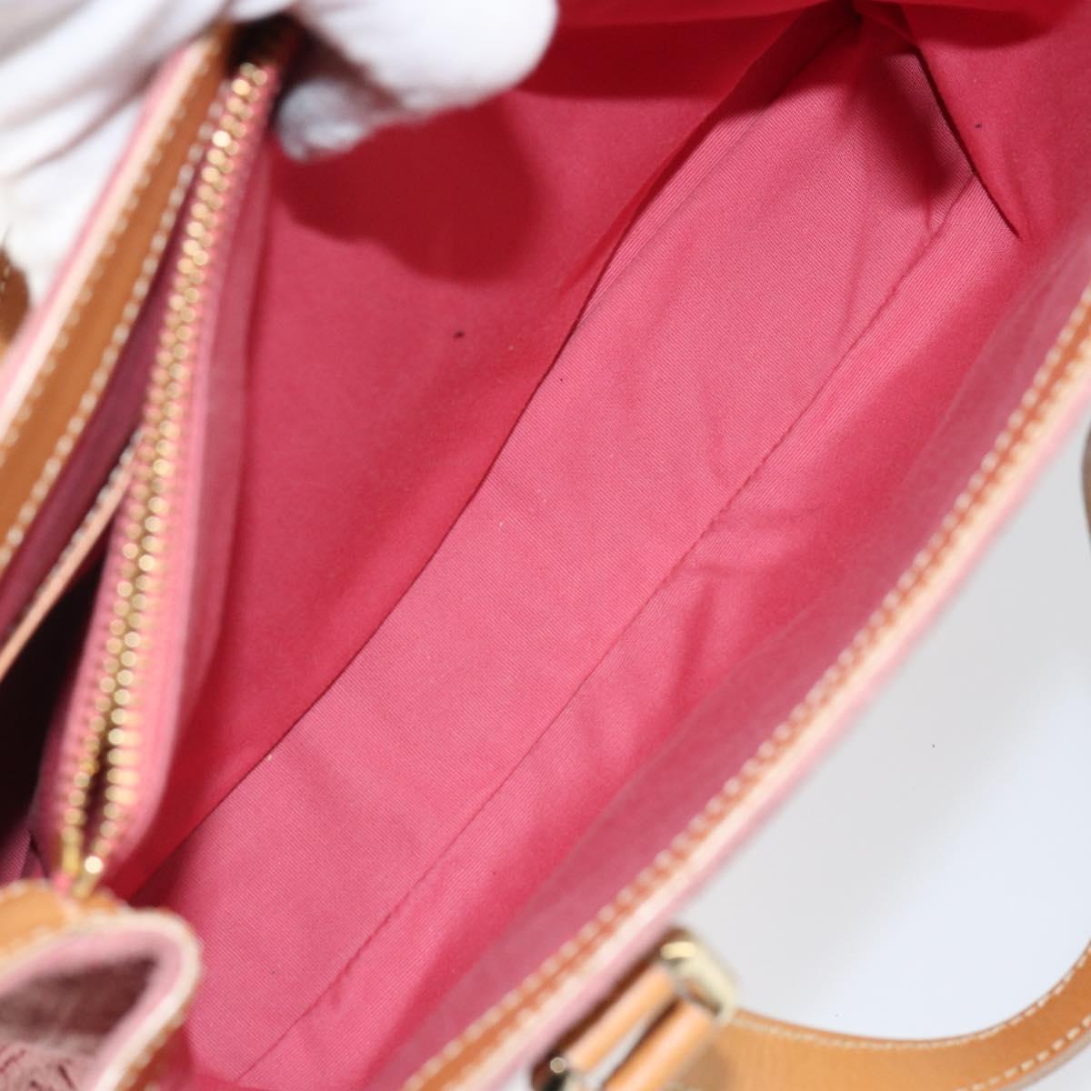 CELINE C Macadam Canvas Hand Bag Suede Pink Gold Auth bs29469