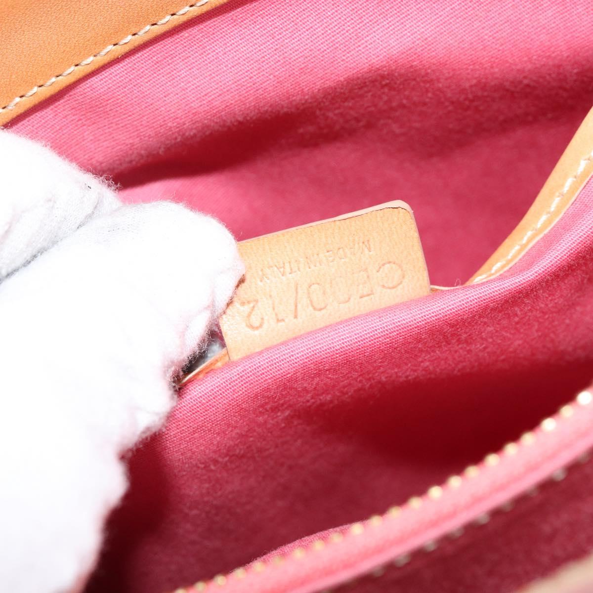 CELINE C Macadam Canvas Hand Bag Suede Pink Gold Auth bs29469
