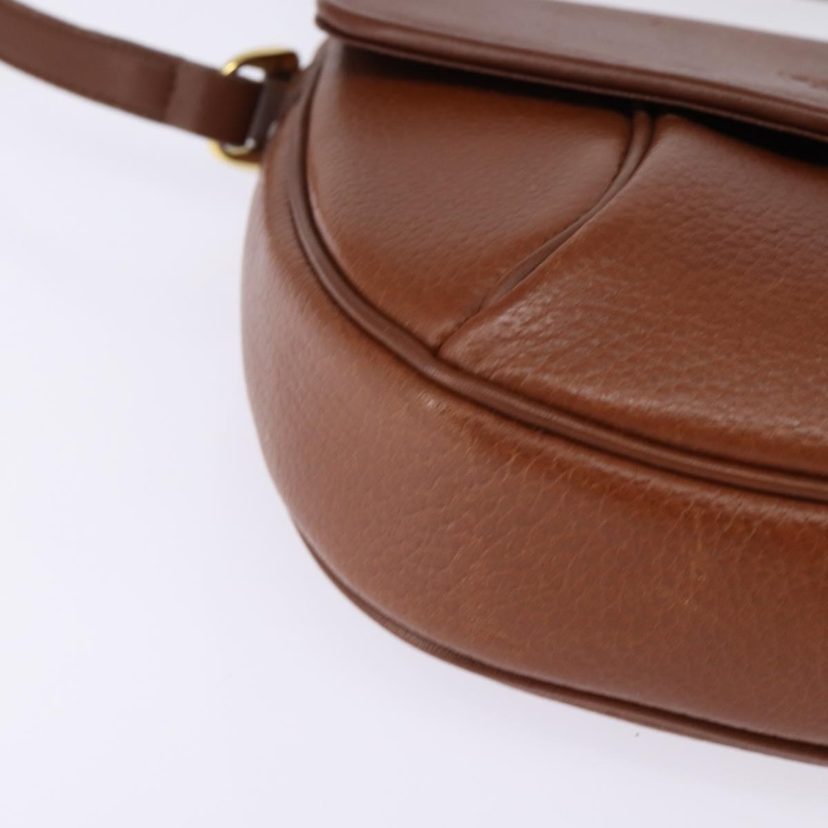 Burberrys Shoulder Bag Leather Brown Gold Auth bs29470