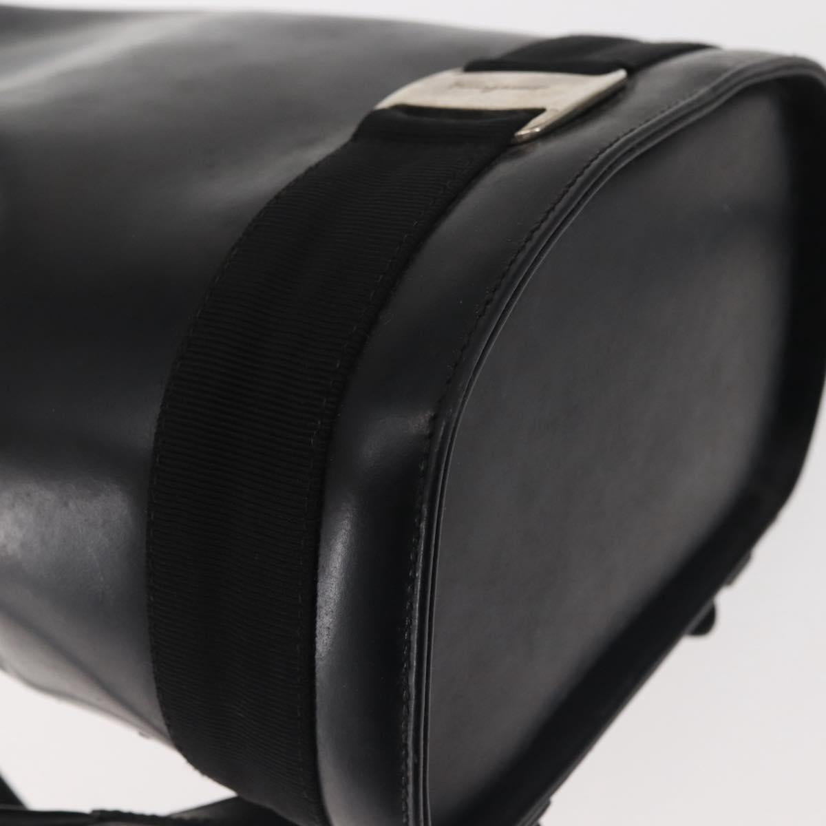Salvatore Ferragamo Vala Backpack Leather Black Silver Auth bs29472