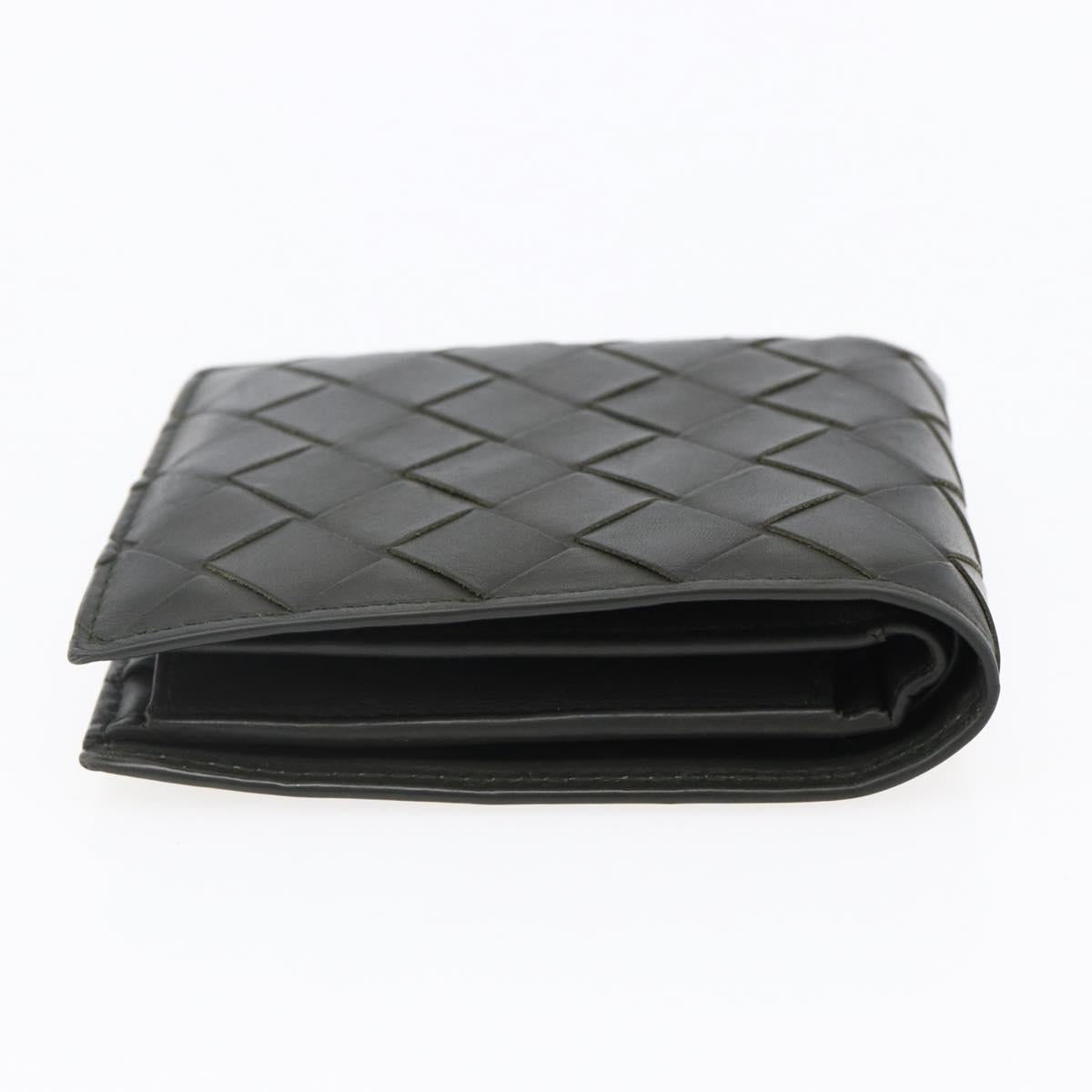 BOTTEGA VENETA MAXI INTRECCIATO Bifold Wallet Leather Khaki Auth bs29473