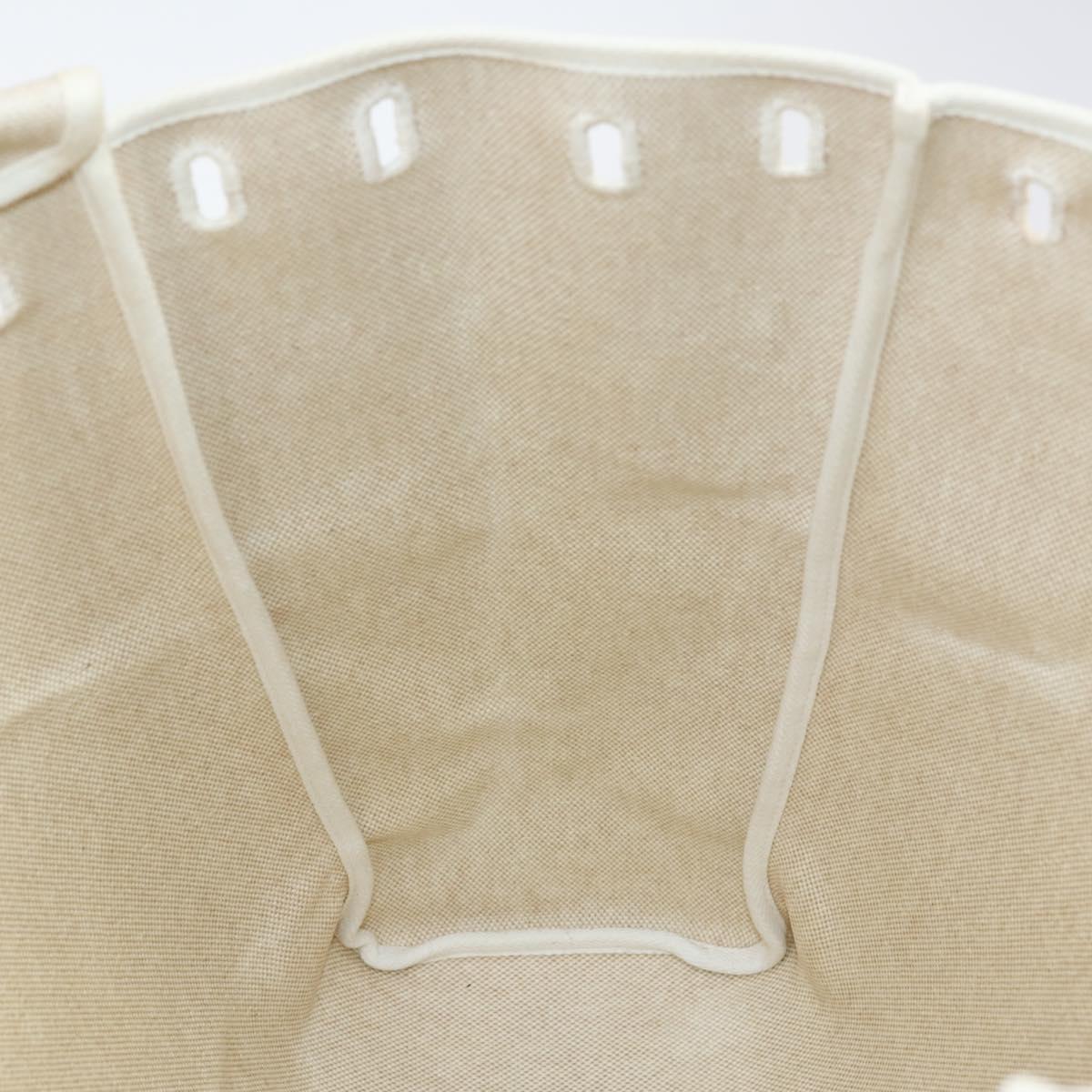 HERMES Tower ash Her bag MM Hand Bag Coated Canvas Beige Auth bs29477