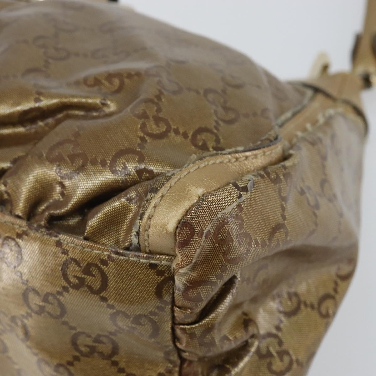 GUCCI GG Crystal Abbey Bag Coated Canvas Bronze Gold 190525 Auth bs29488
