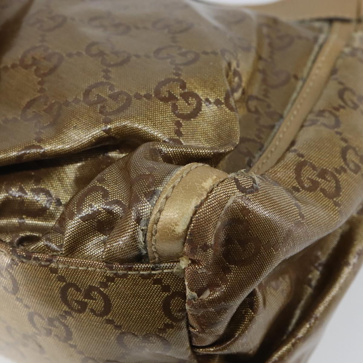 GUCCI GG Crystal Abbey Bag Coated Canvas Bronze Gold 190525 Auth bs29488