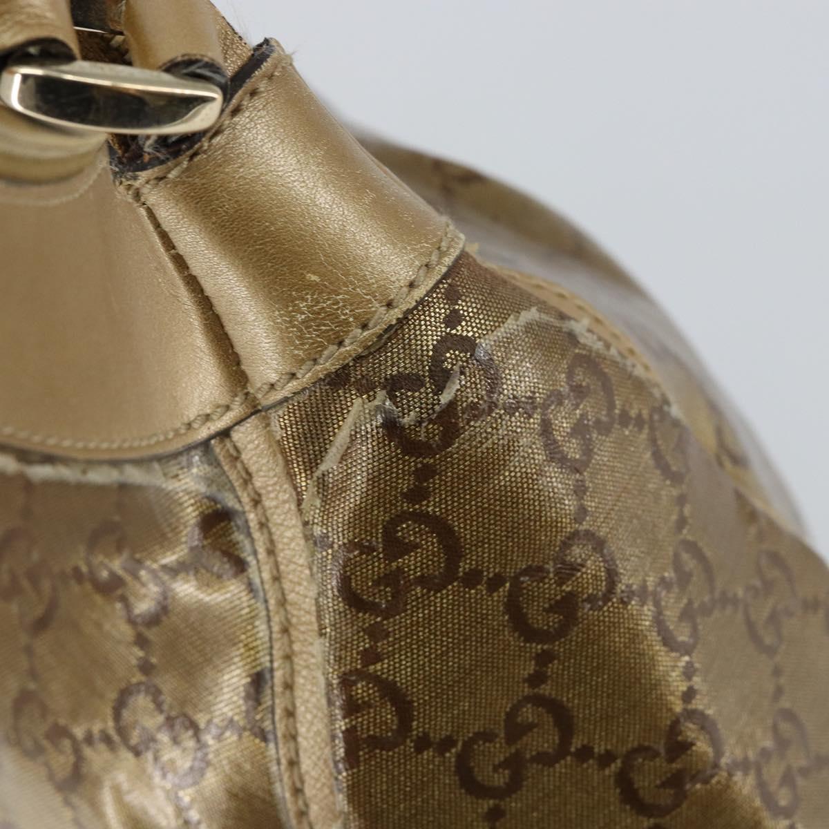 GUCCI GG Crystal Abbey Bag Coated Canvas Bronze Gold 190525 Auth bs29488