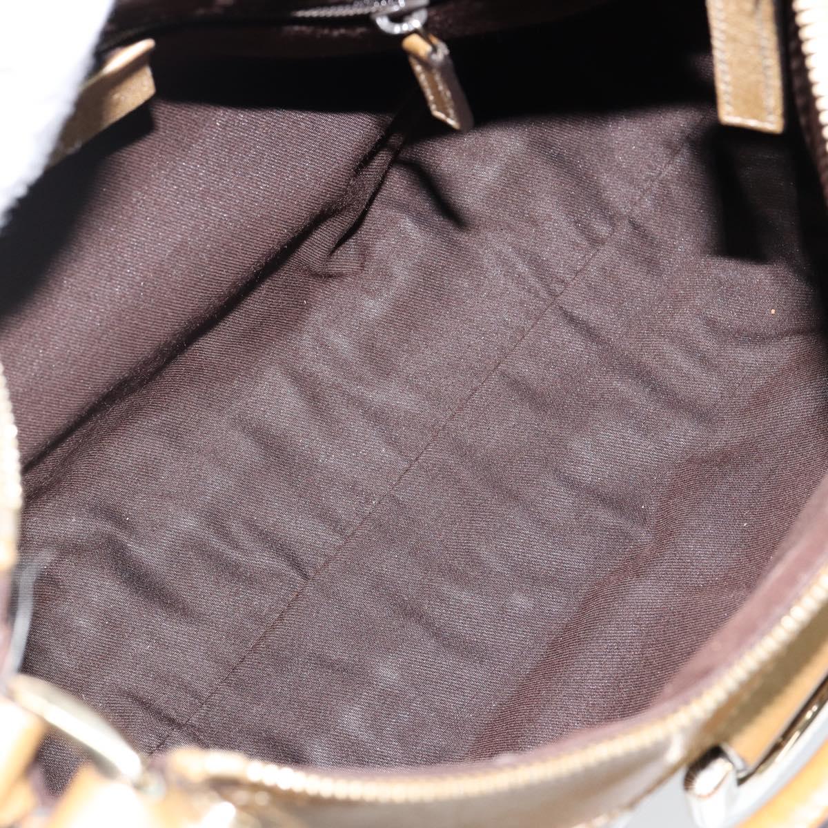 GUCCI GG Crystal Abbey Bag Coated Canvas Bronze Gold 190525 Auth bs29488