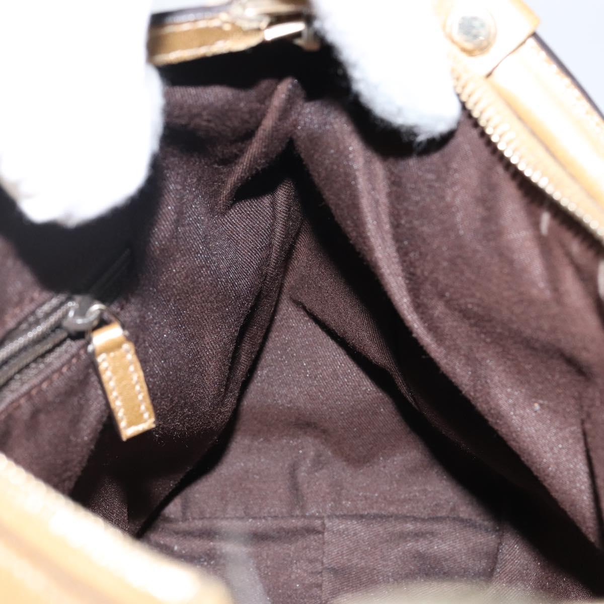 GUCCI GG Crystal Abbey Bag Coated Canvas Bronze Gold 190525 Auth bs29488