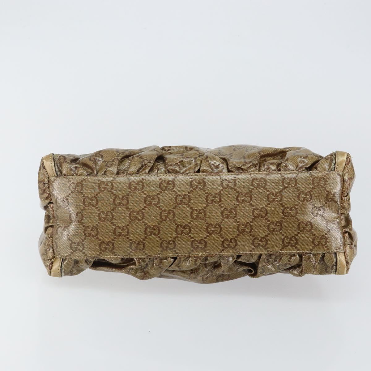 GUCCI GG Crystal Abbey Bag Coated Canvas Bronze Gold 190525 Auth bs29488
