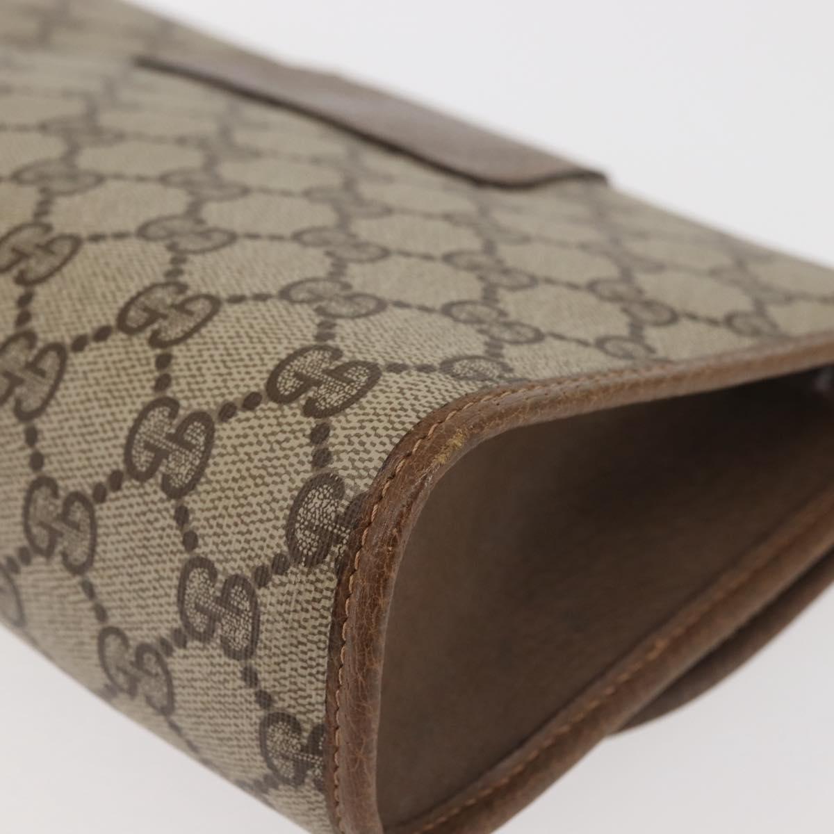 GUCCI GG Supreme Web Sherry Line Clutch Bag PVC Beige Red 89 01 030 Auth bs29490