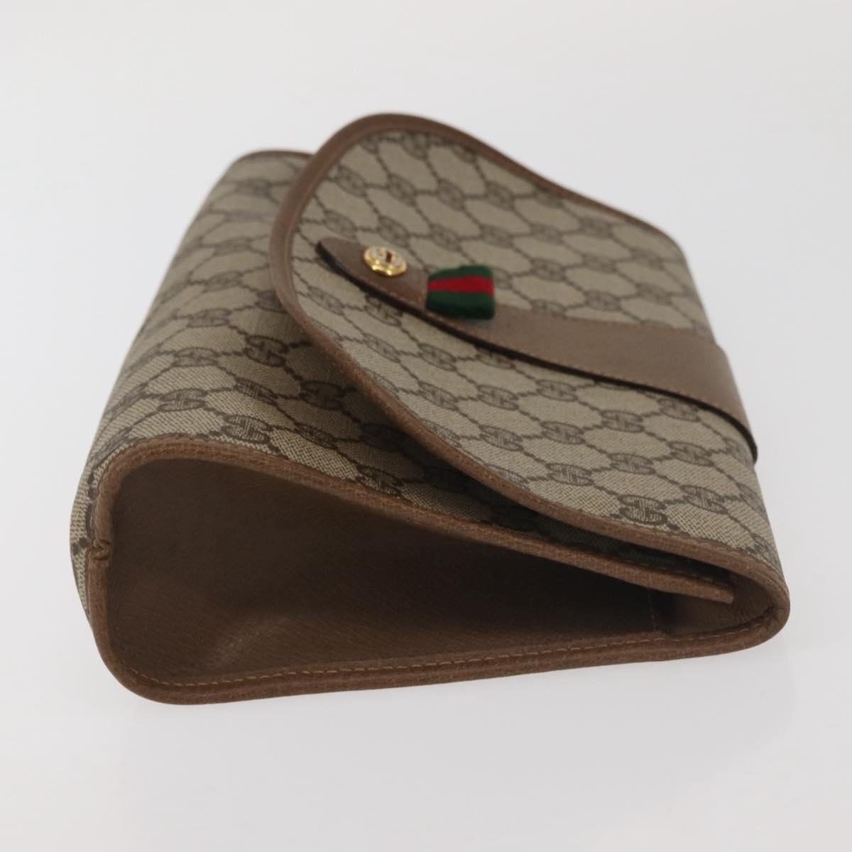 GUCCI GG Supreme Web Sherry Line Clutch Bag PVC Beige Red 89 01 030 Auth bs29490