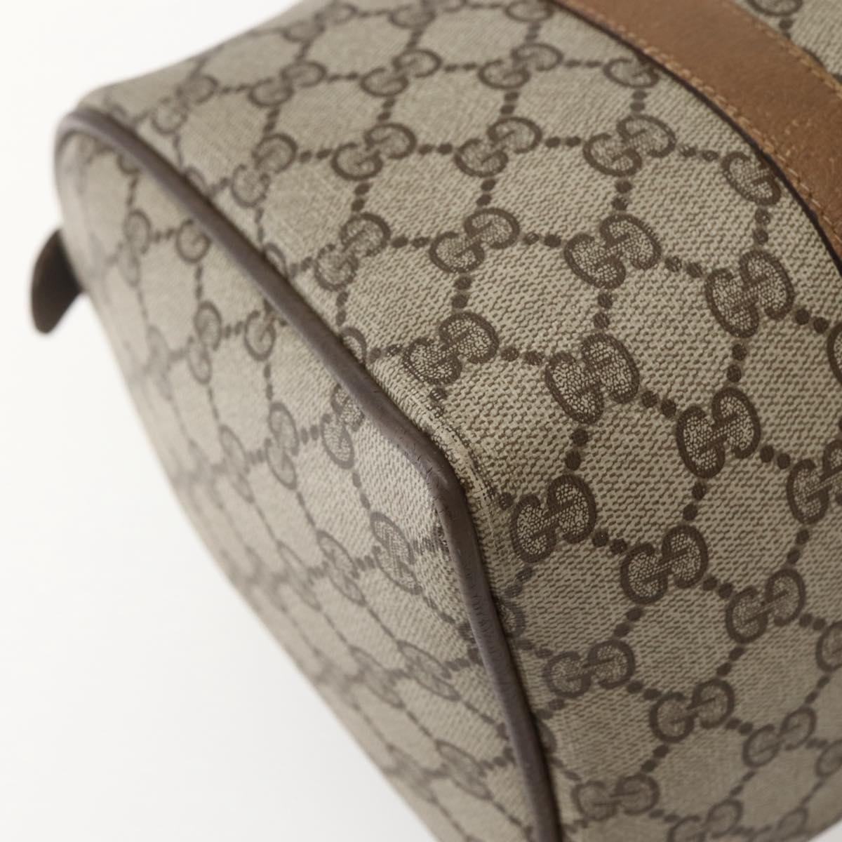 GUCCI GG Supreme Web Sherry Line Bag PVC Beige Gold 111 02 007 Auth bs29491