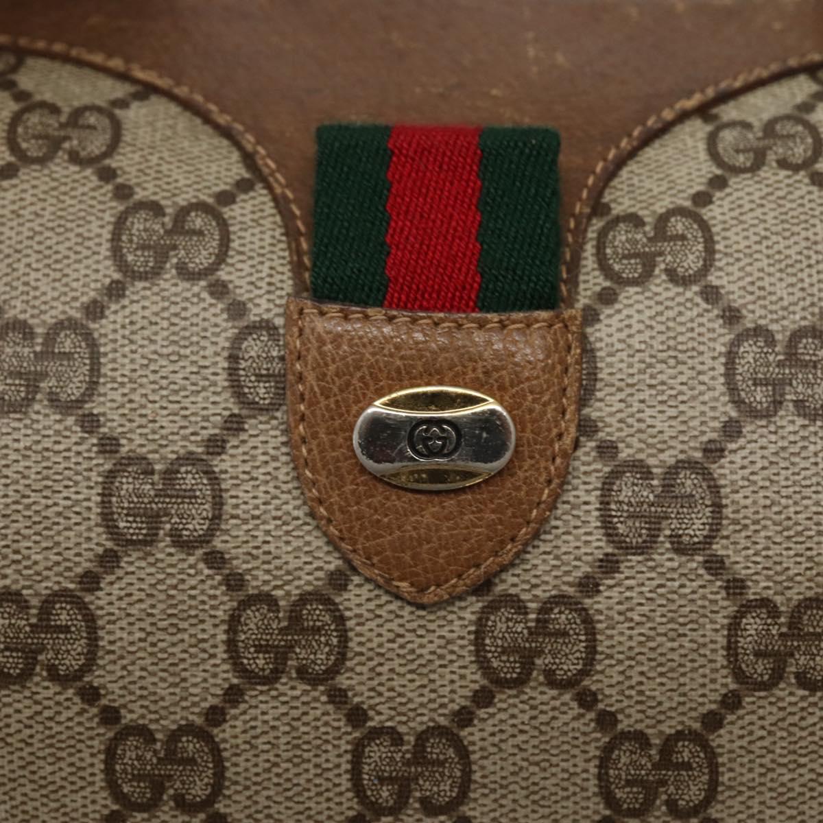 GUCCI GG Supreme Web Sherry Line Bag PVC Beige Gold 111 02 007 Auth bs29491