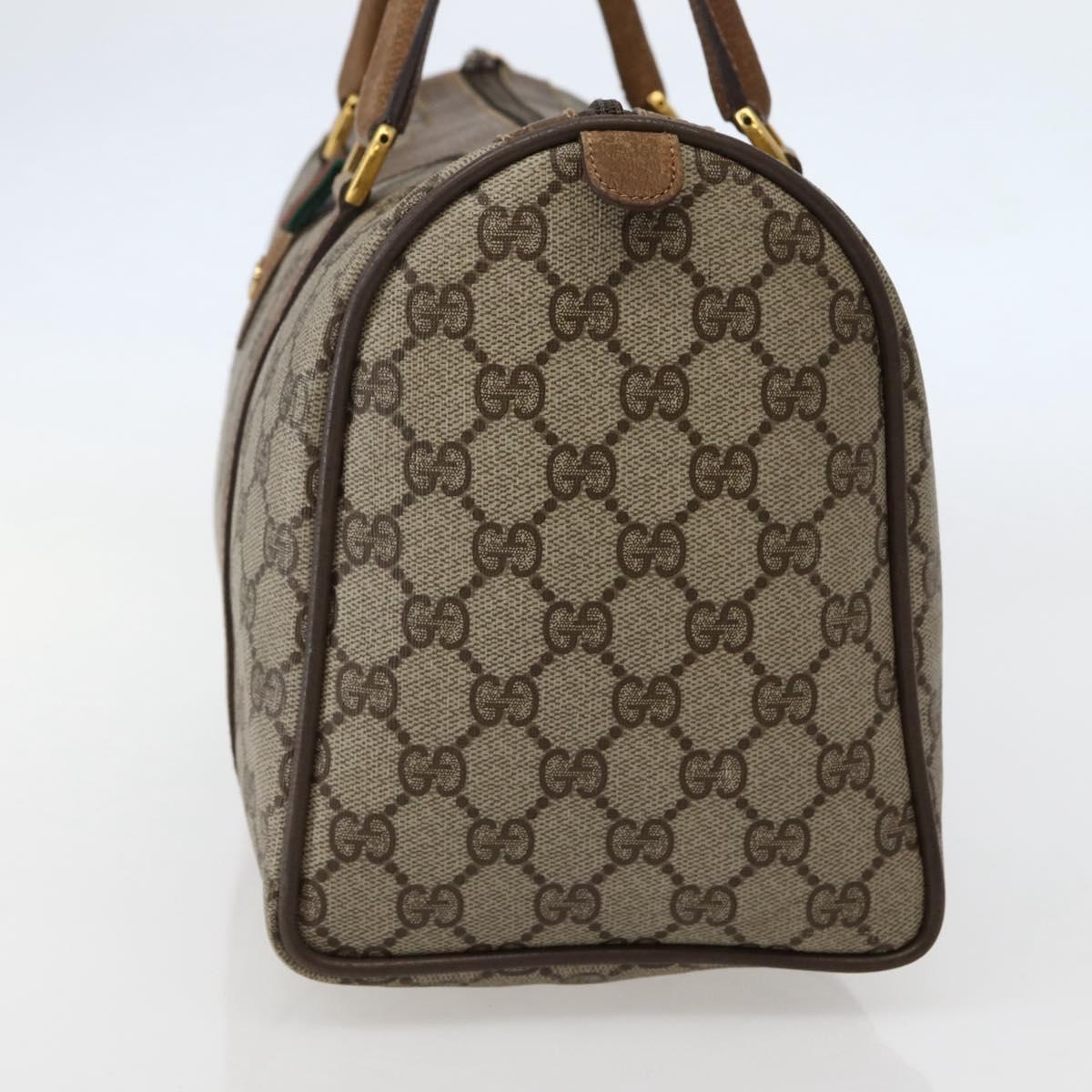 GUCCI GG Supreme Web Sherry Line Bag PVC Beige Gold 111 02 007 Auth bs29491