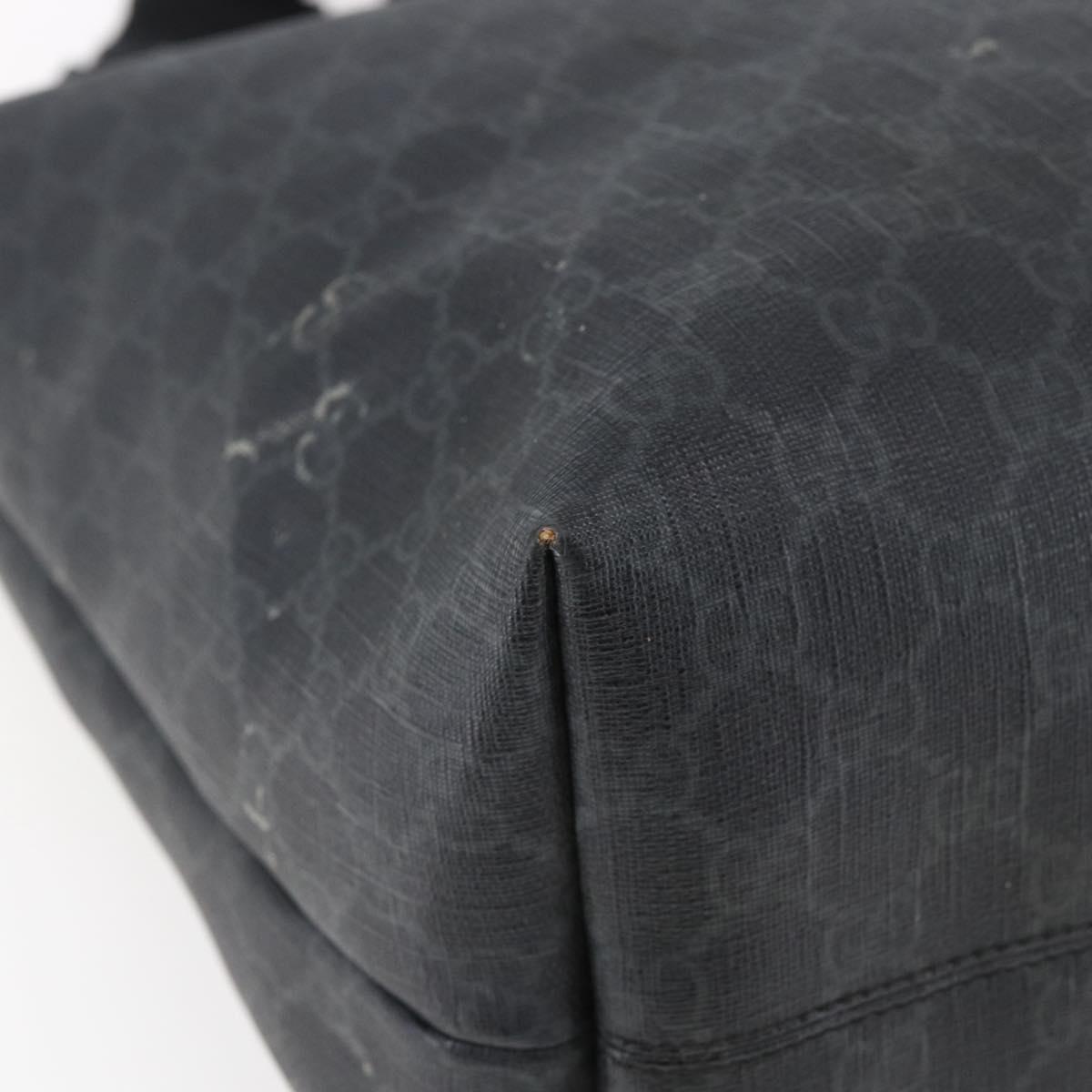 GUCCI GG Supreme Tote Bag PVC Leather 2way Black 162785 Auth bs29492