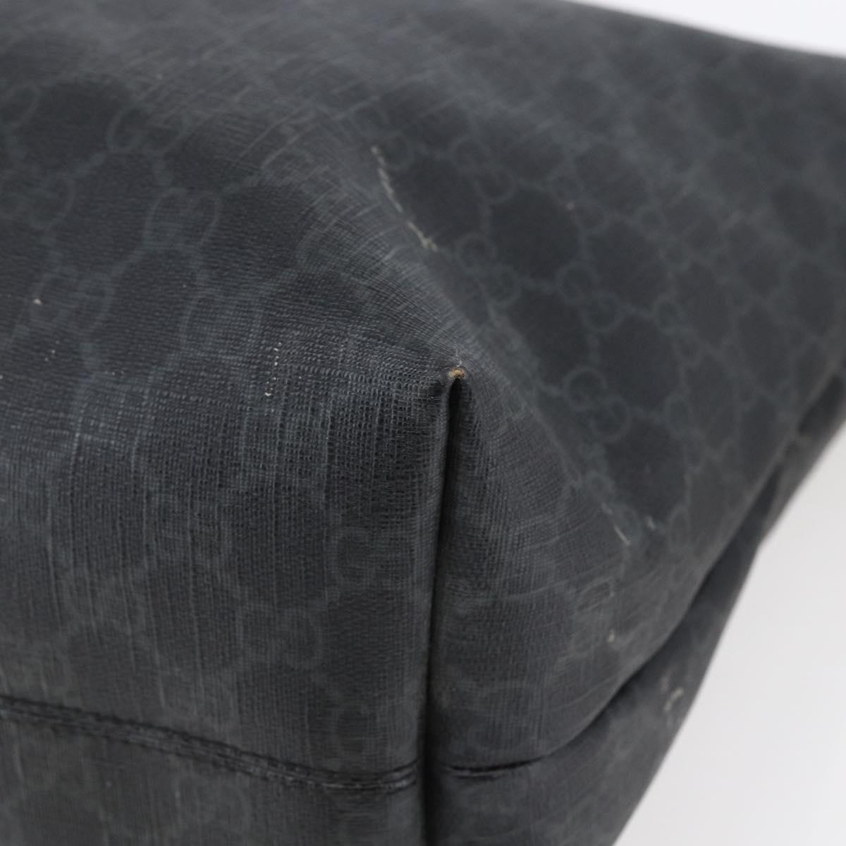 GUCCI GG Supreme Tote Bag PVC Leather 2way Black 162785 Auth bs29492